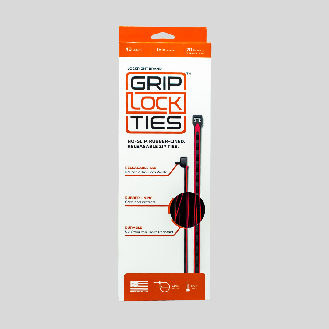 GripLockTies® 12" Rubber-Lined, Reusable Cable Ties - 48 Count