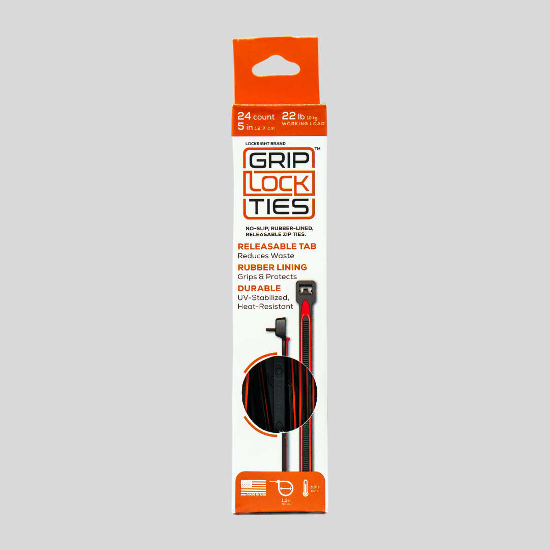 GripLockTies® 5" Rubber-Lined, Reusable Cable Ties - 24 Count
