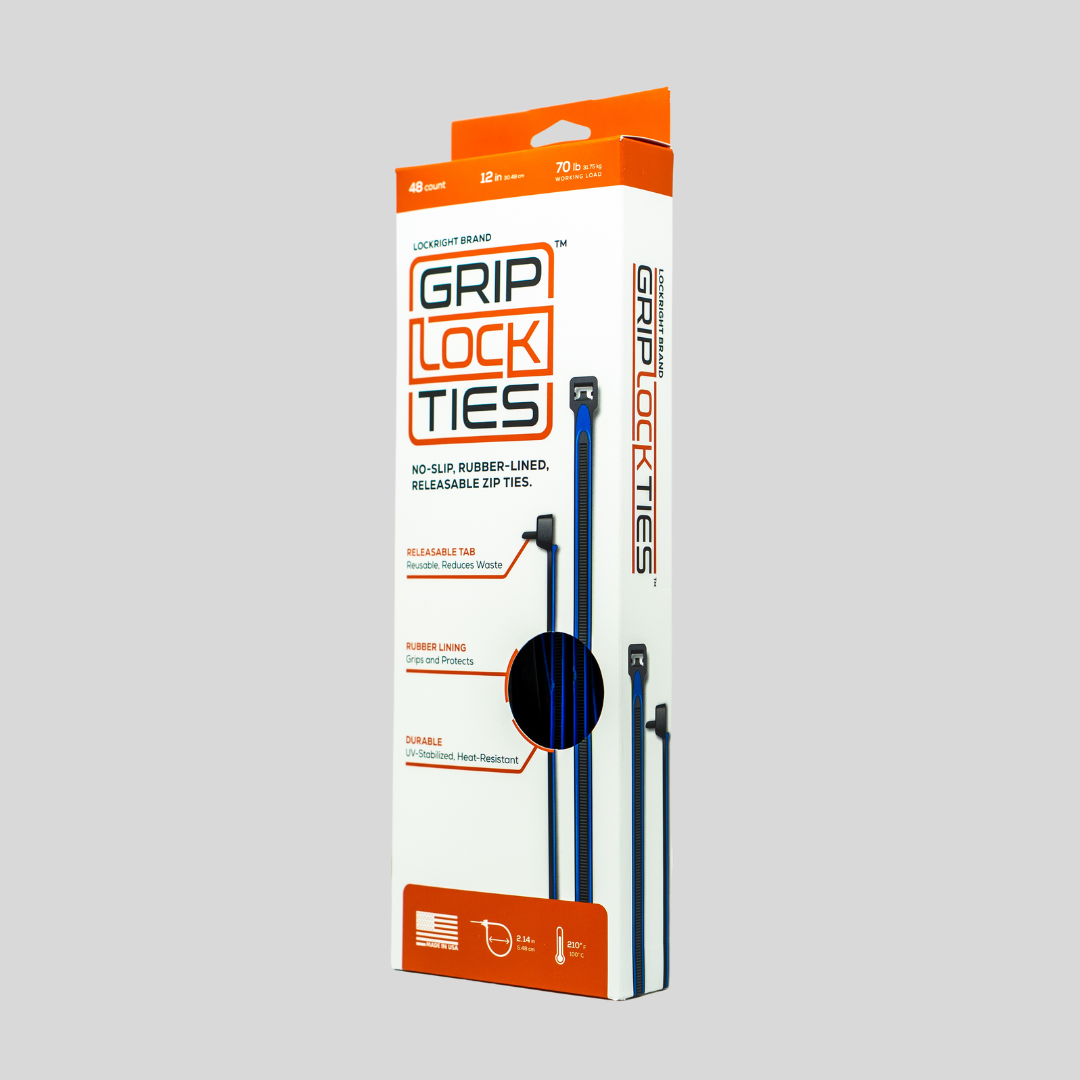 GripLockTies® 12" Rubber-Lined, Reusable Cable Ties - 48 Count