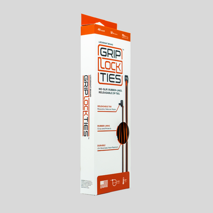GripLockTies® 12" Rubber-Lined, Reusable Cable Ties - 48 Count