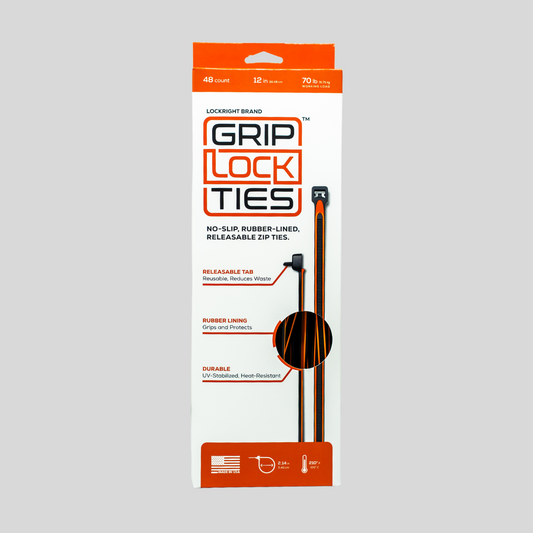 GripLockTies® 12" Rubber-Lined, Reusable Cable Ties - 48 Count