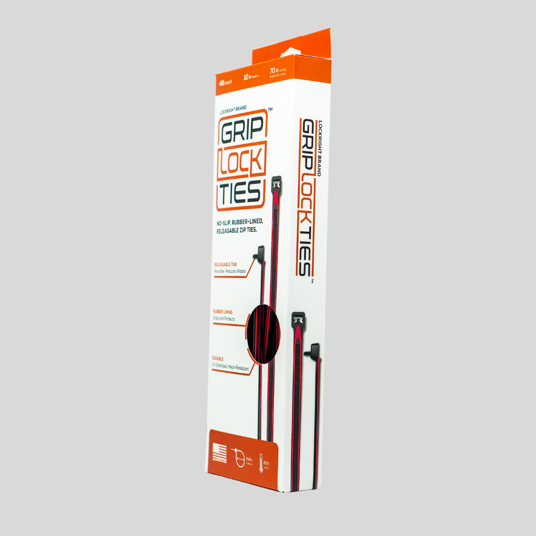 GripLockTies® 12" Rubber-Lined, Reusable Cable Ties - 48 Count