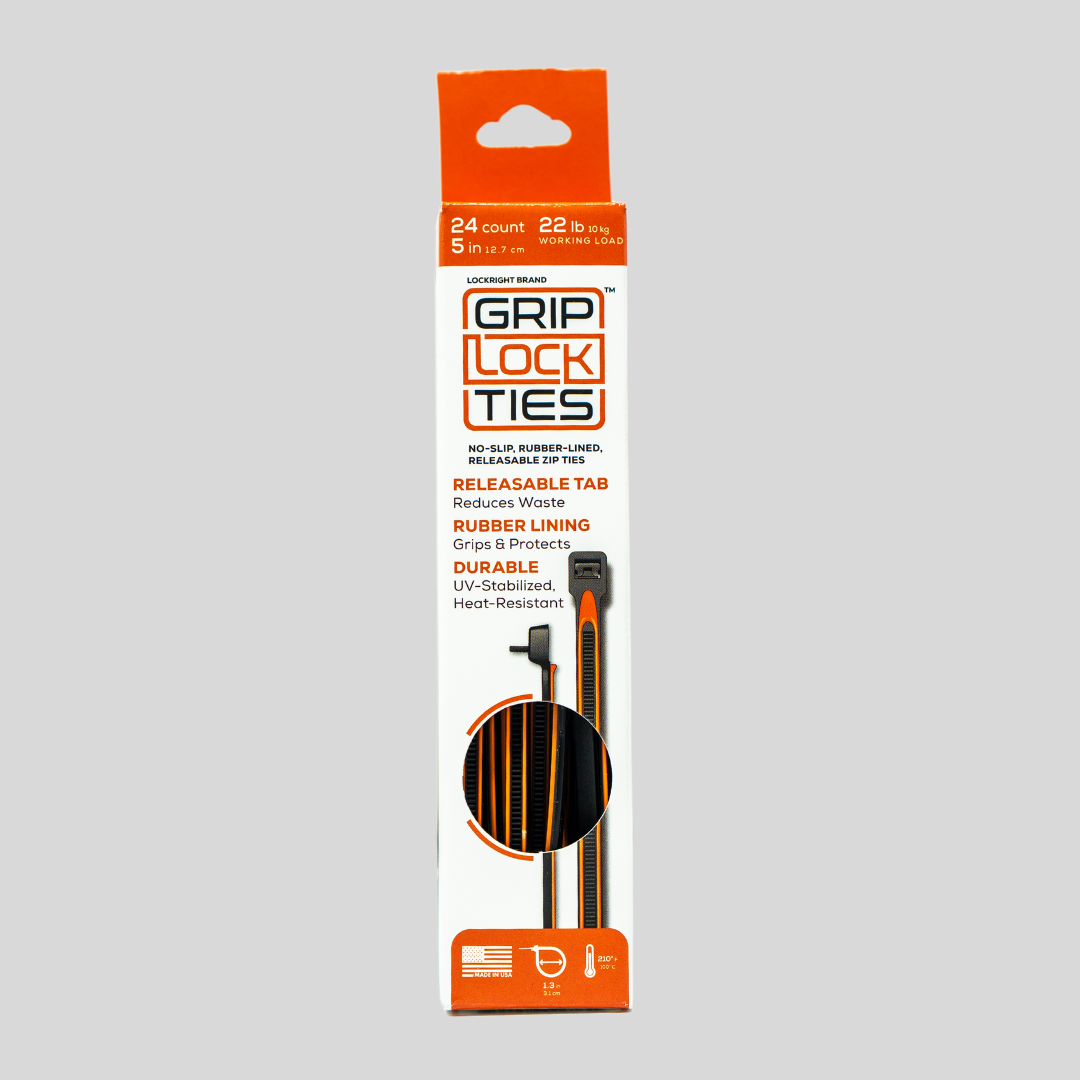 GripLockTies® 5" Rubber-Lined, Reusable Cable Ties - 24 Count