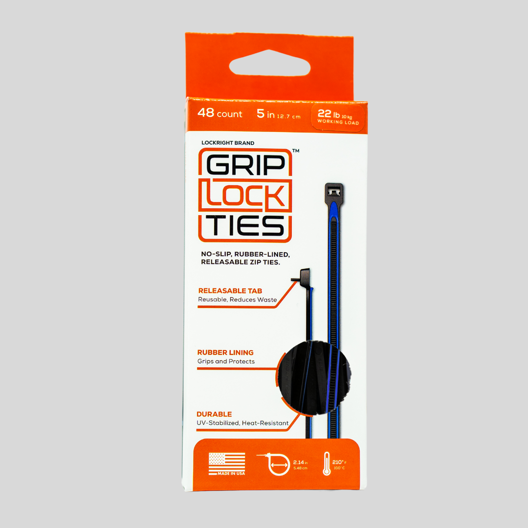 GripLockTies® 5" Rubber-Lined, Reusable Cable Ties - 48 Count