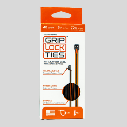 GripLockTies® 5" Rubber-Lined, Reusable Cable Ties - 48 Count