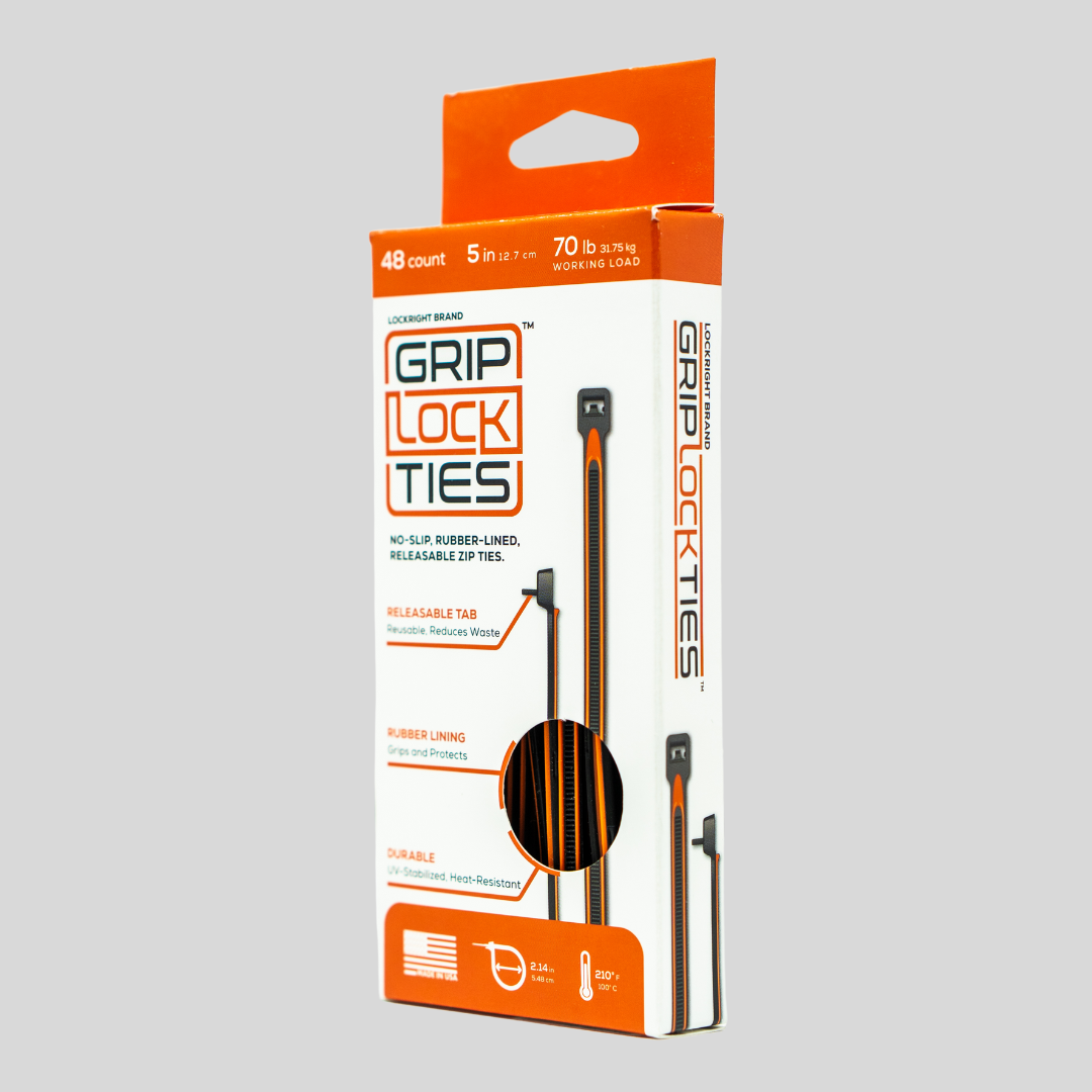 GripLockTies® 5" Rubber-Lined, Reusable Cable Ties - 48 Count