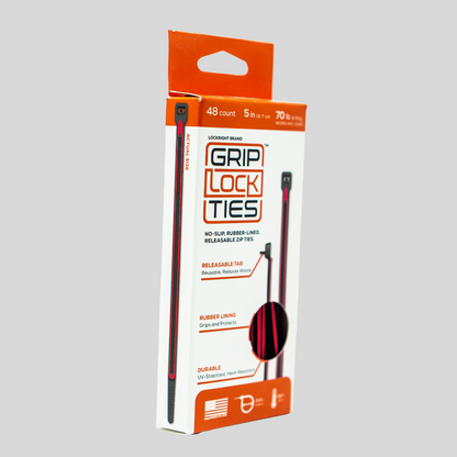 GripLockTies® 5" Rubber-Lined, Reusable Cable Ties - 48 Count