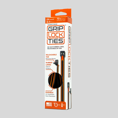 GripLockTies® 8" Rubber-Lined, Reusable Cable Ties - 24 Count