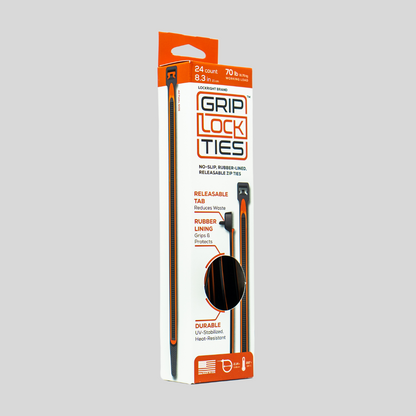 GripLockTies® 8" Rubber-Lined, Reusable Cable Ties - 24 Count