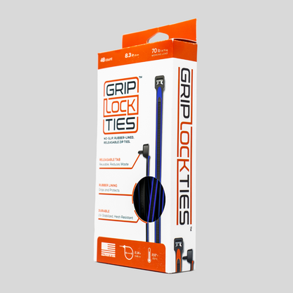 GripLockTies® 8" Rubber-Lined, Reusable Cable Ties - 48 Count