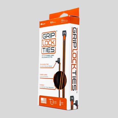 GripLockTies® 8" Rubber-Lined, Reusable Cable Ties - 48 Count