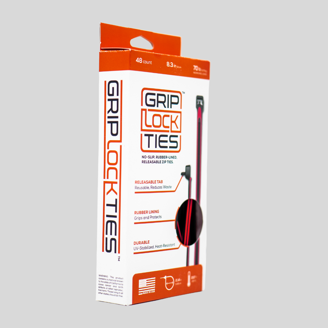 GripLockTies® 8" Rubber-Lined, Reusable Cable Ties - 48 Count